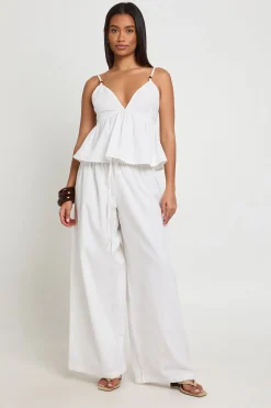 Ensemble Caraco Perlé Et Pantalon Large Effet Lin