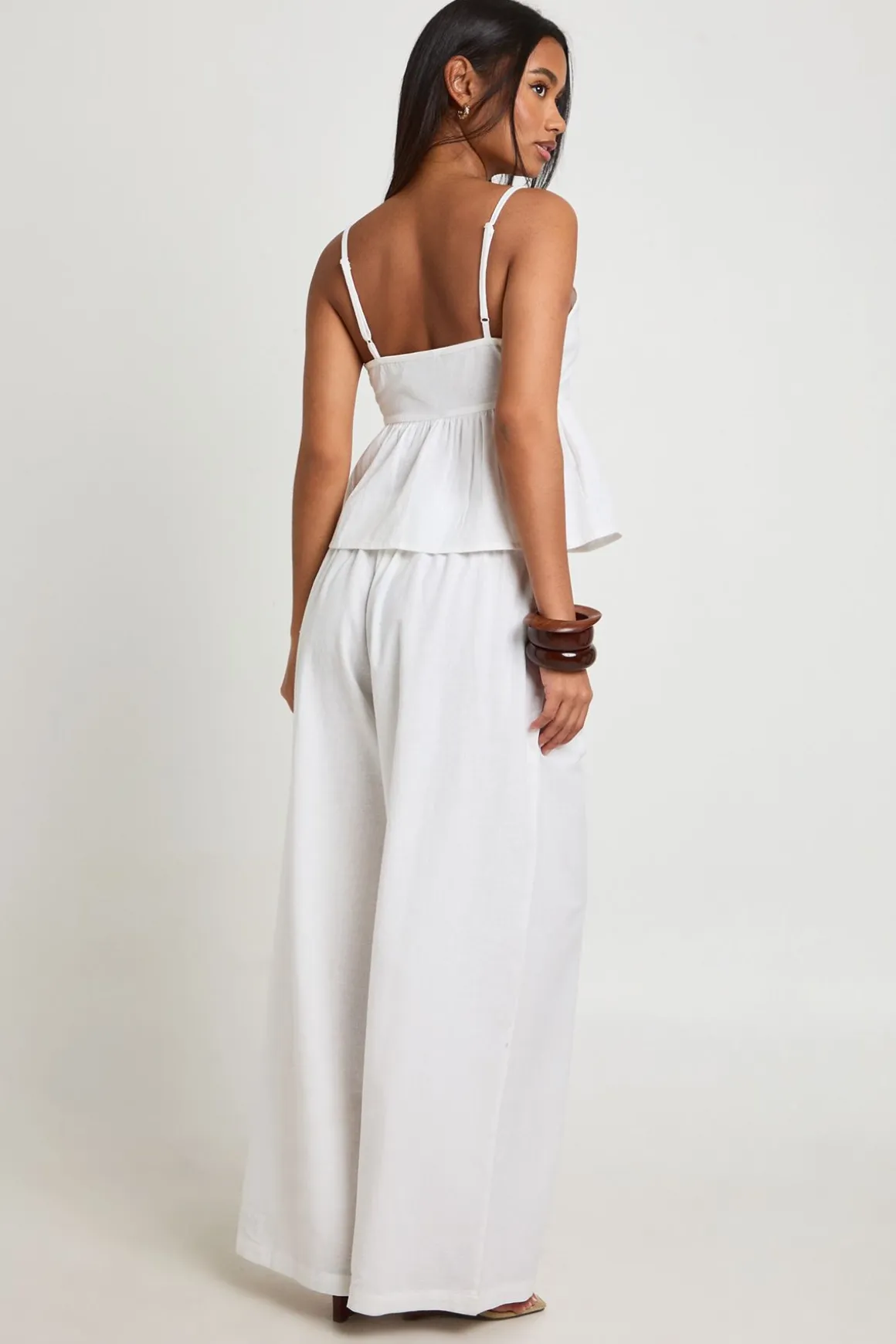 Ensemble Caraco Perlé Et Pantalon Large Effet Lin