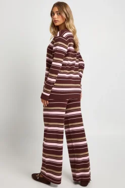 Ensemble cardigan boyfriend tricoté en côtes ultra-douces et pantalon à jambes larges