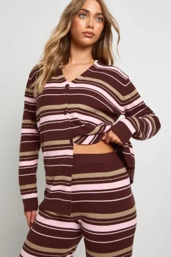 Ensemble cardigan boyfriend tricoté en côtes ultra-douces et pantalon à jambes larges
