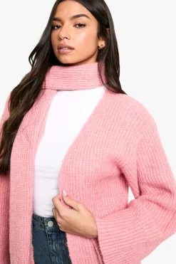 Ensemble cardigan maxi tricoté et écharpe oversize