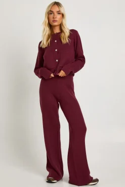 boohoo Ensemble Cardigan Tricoté Col Rond Avec Détail Poche Et Pantalon Large<Femme Pulls Et Gilets|Toutes Les Mailles