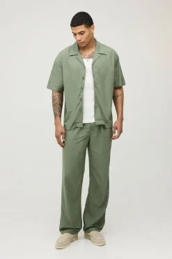 Ensemble Chemise Ample Et Pantalon Décontracté En Mélange De Lin De Vacances