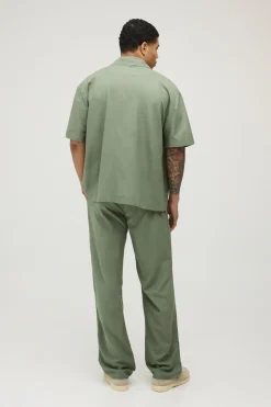 Ensemble Chemise Ample Et Pantalon Décontracté En Mélange De Lin De Vacances