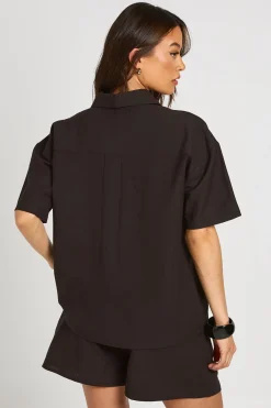 boohoo Ensemble Chemise Ample À Manches Courtes Et Short Effet Lin Grande Taille<Femme Ensembles