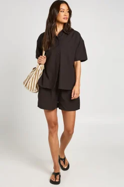 boohoo Ensemble Chemise Ample À Manches Courtes Et Short Effet Lin Grande Taille<Femme Ensembles
