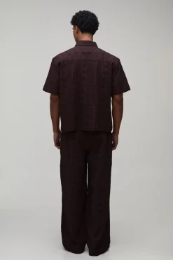 Ensemble Chemise Ample Oversize Brodée En Coton Et Pantalon Baggy À Cordon De Serrage Allongé