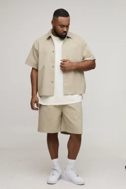 boohooMAN Ensemble Chemise Ample Texturée Oversize Et Short Décontracté Grande Taille<Homme Ensembles|Tout Afficher