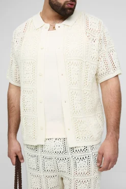 boohooMAN Ensemble chemise au crochet oversize Plus et short<Homme Survêtements Grande Taille|Tout Afficher