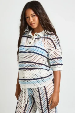 boohoo Ensemble Chemise Boutonnée Et Pantalon Large En Crochet Rayé<Femme Pantalons|Pulls Et Gilets