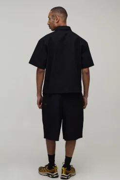 Ensemble Chemise Cargo Ample Oversize En Ripstop Et Short Parachute