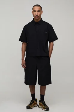 Ensemble Chemise Cargo Ample Oversize En Ripstop Et Short Parachute