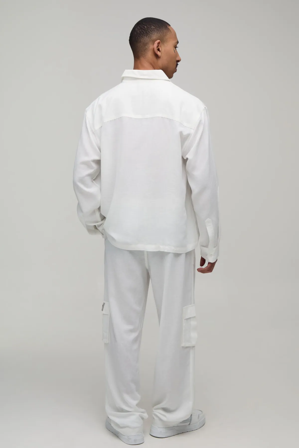 boohooMAN Ensemble Chemise Cargo Et Pantalon Décontracté En Lin Regular<Homme Ensembles|Tout Afficher