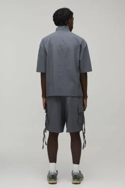Ensemble Chemise Cargo Oversize À Col Montant En Ripstop Texturé Et Short Long