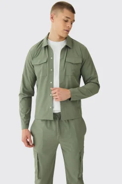 boohooMAN Ensemble chemise cargo stretch technique et pantalon<Homme Ensembles
