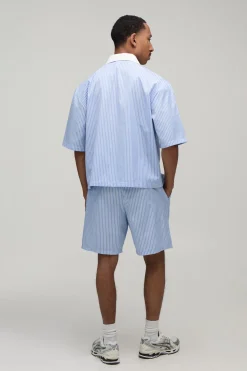 Ensemble Chemise Col Contrasté À Zip 1/4 Et Short