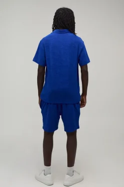 Ensemble Chemise Col Cubain Coupe Régulière Et Short Décontracté En Tissu Éponge