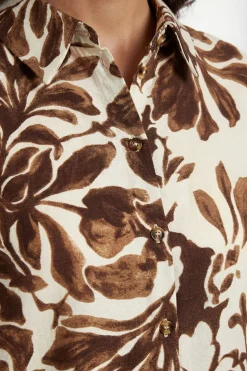 Ensemble Chemise Coordonnée À Imprimé Fleuri Et Boutonnage