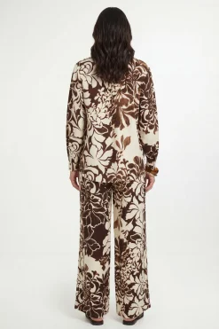 Ensemble Chemise Coordonnée À Imprimé Fleuri Et Boutonnage