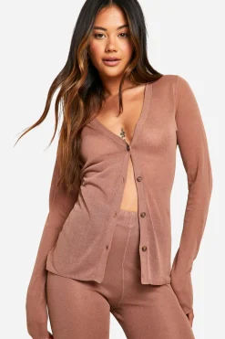 boohoo Ensemble Chemise en Maille Fine Transparente et Pantalon Évasé<Femme Pulls Et Gilets|Toutes Les Mailles
