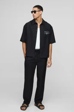 boohooMAN Ensemble chemise en sergé doux oversize et pantalon<Homme Ensembles