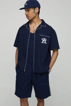 boohooMAN Ensemble chemise en sergé oversize à détails de poche & short<Homme Ensembles