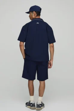 boohooMAN Ensemble chemise en sergé oversize à détails de poche & short<Homme Ensembles