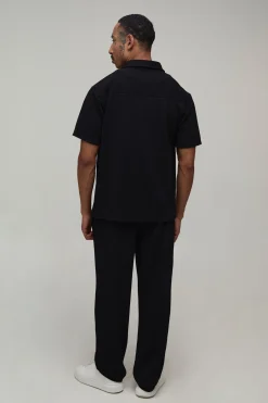 Ensemble chemise et pantalon en jersey à manches courtes et à chevrons