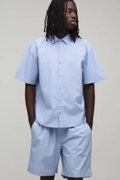 Ensemble Chemise Et Short Coupe Regular À Rayures Brodées Motif Tennis