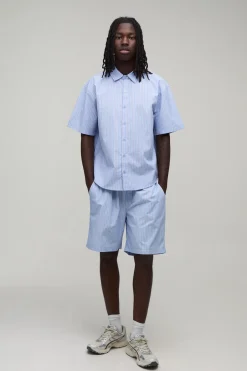 Ensemble Chemise Et Short Coupe Regular À Rayures Brodées Motif Tennis