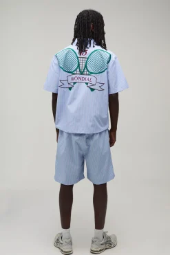 Ensemble Chemise Et Short Coupe Regular À Rayures Brodées Motif Tennis