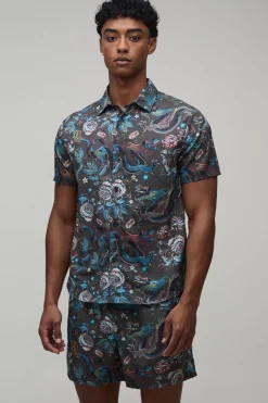 Ensemble Chemise Et Short Coupe Regular À Imprimé Dragon
