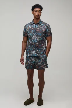 Ensemble Chemise Et Short Coupe Regular À Imprimé Dragon