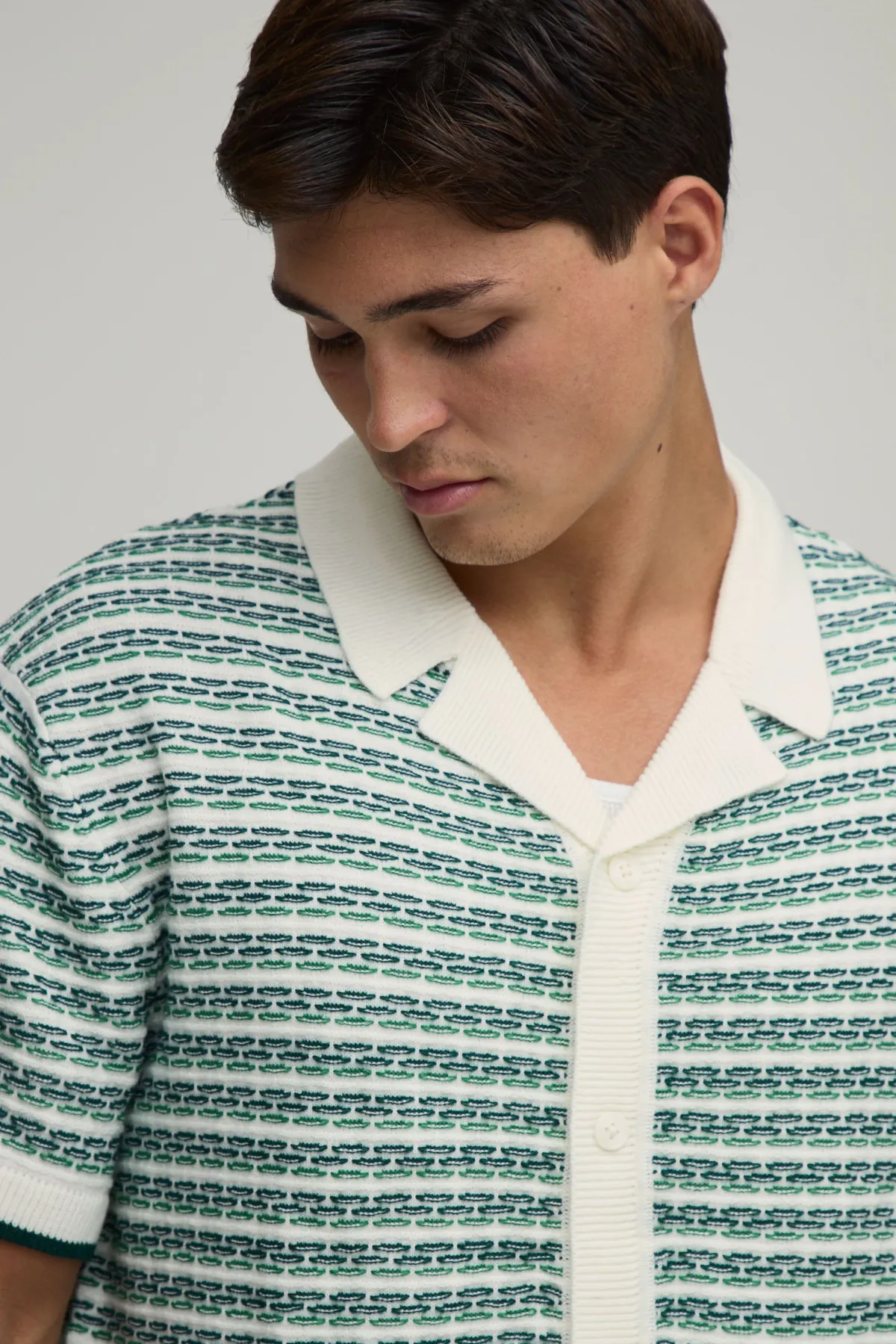 boohooMAN Ensemble Chemise Et Short Décontracté En Maille Ajourée À Rayures<Homme Maille|Mailles