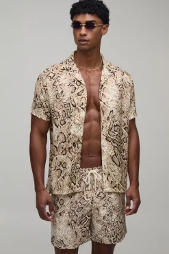 Ensemble Chemise Et Short De Bain Imprimé Synthétique