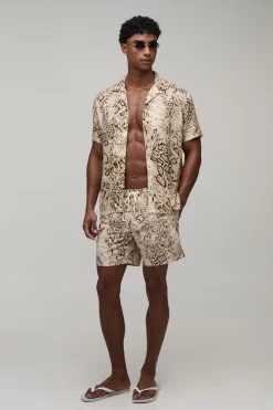 Ensemble Chemise Et Short De Bain Imprimé Synthétique