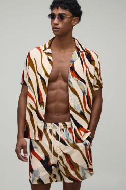 Ensemble Chemise Et Short De Bain Imprimé Zèbre Abstrait