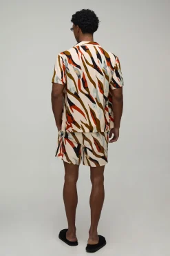 Ensemble Chemise Et Short De Bain Imprimé Zèbre Abstrait