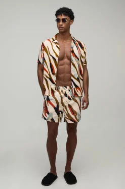 Ensemble Chemise Et Short De Bain Imprimé Zèbre Abstrait