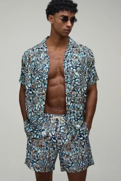 Ensemble Chemise Et Short De Bain Imprimé Animal Abstrait