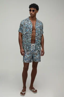 Ensemble Chemise Et Short De Bain Imprimé Animal Abstrait