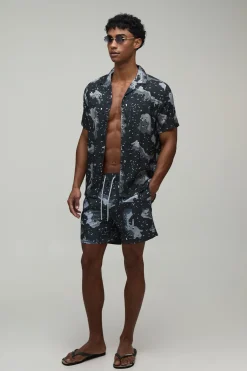 boohooMAN Ensemble Chemise Et Short De Bain Imprimé Camouflage<Homme Ensembles
