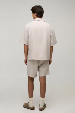 boohooMAN Ensemble Chemise Et Short Effet Lin À Enroulement<Homme Ensembles
