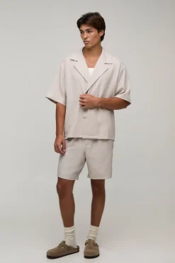 boohooMAN Ensemble Chemise Et Short Effet Lin À Enroulement<Homme Ensembles