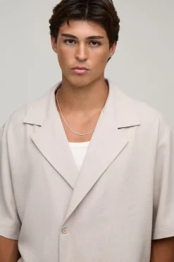 boohooMAN Ensemble Chemise Et Short Effet Lin À Enroulement<Homme Ensembles