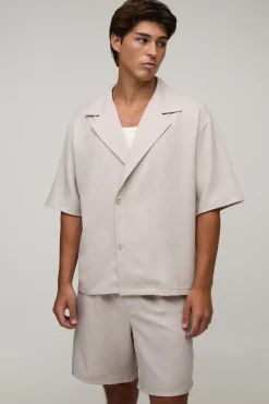 boohooMAN Ensemble Chemise Et Short Effet Lin À Enroulement<Homme Ensembles
