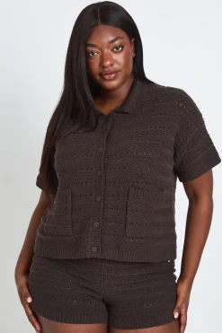 boohoo Ensemble Chemise Et Short En Crochet Grande Taille<Femme Ensembles|Tenues De Plage