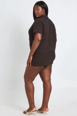 boohoo Ensemble Chemise Et Short En Crochet Grande Taille<Femme Ensembles|Tenues De Plage