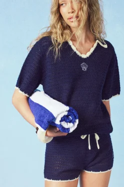 Ensemble Chemise Et Short En Crochet Brodé Coquillage