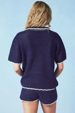 Ensemble Chemise Et Short En Crochet Brodé Coquillage